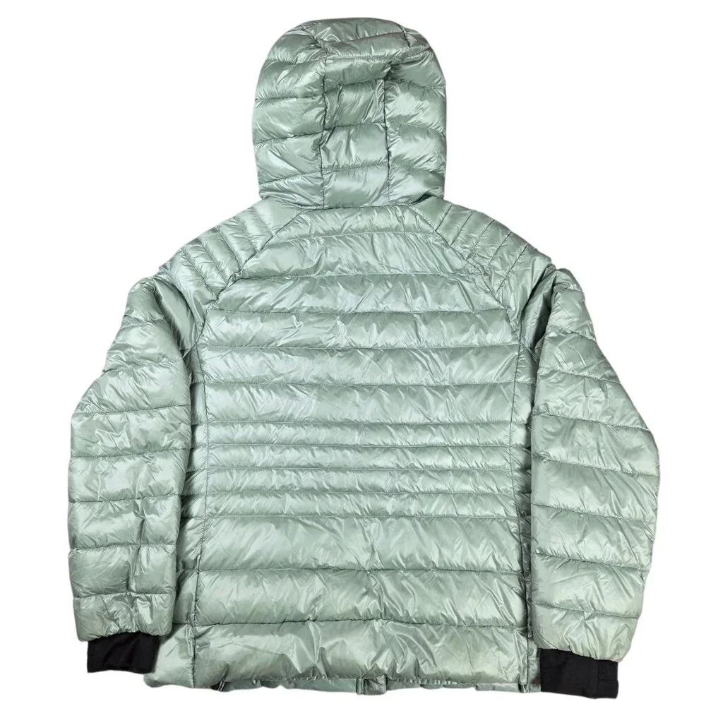 BCBG MAXAZRIA Puffer Jacket Womens Large Hooded Green Light Weight Down Filled - Picture 7 of 12